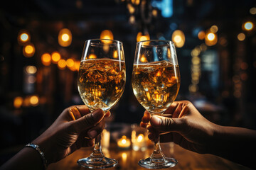 People toasting with champagne glasses, happy new year (AI Generated) 