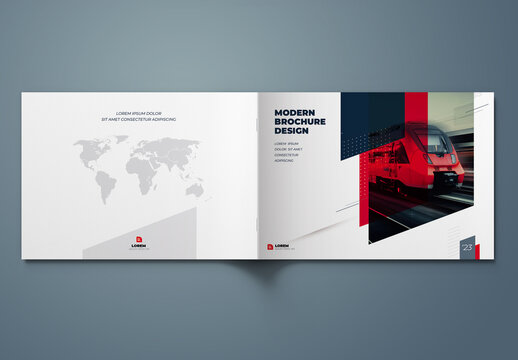 Landscape Business Report Cover with Red flat Circle Elements