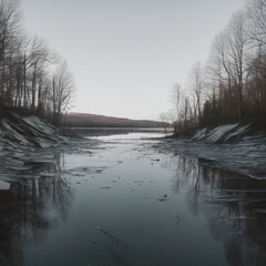 Ausgetrockneter See im Winter