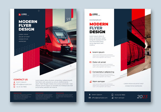Business Flyer Layout with Red Flat Elements