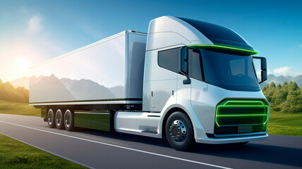 electric truck powered vehicle in futuristic design. Generative AI