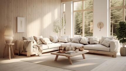 Scandinavian interior style. Render image. 8k,