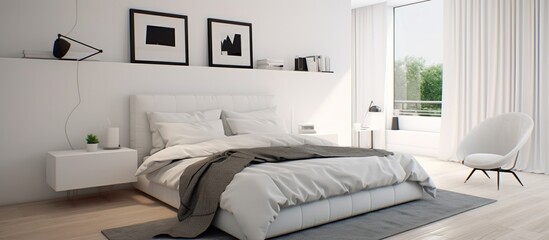 Interior design comfortable Bedroom. AI generated image