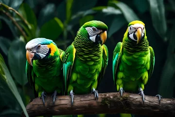Dekokissen white and green parrots © usama