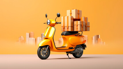 Modern scooter delivery service, technology in delivery and logistics. Generative AI