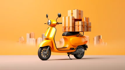 Wandcirkels aluminium Modern scooter delivery service, technology in delivery and logistics. Generative AI © Юрий Маслов