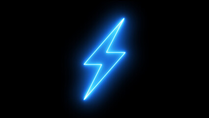 Neon bolt sign. neon lightning bolt. Glowing neon line Lightning bolt icon isolated on black background. Flash sign. Charge flash icon. Thunder bolt. Lighting strike.