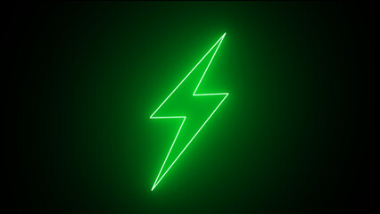 Fototapeta premium Neon bolt sign. neon lightning bolt. Glowing neon line Lightning bolt icon isolated on black background. Flash sign. Charge flash icon. Thunder bolt. Lighting strike.