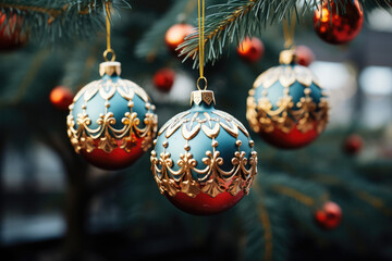 Christmas tree with Christmas balls (AI Generated) 