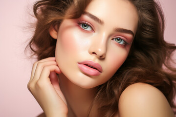 Glamorous beauty portrait of woman with beautiful hair.