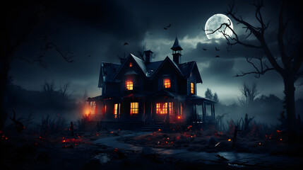 Fototapeta na wymiar Halloween Hunted House 