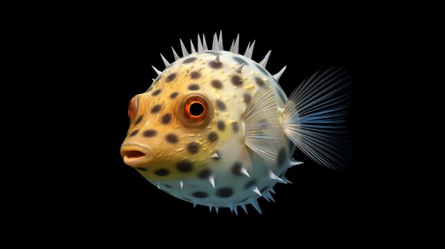 A puffer fish isolated on transparent background.Generative AI