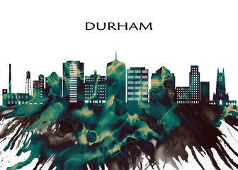 Durham Skyline. Cityscape Skyscraper Buildings Landscape City Downtown Abstract Landmarks Travel Business Building View Corporate Background Modern Art Architecture 