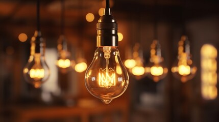 Fototapeta na wymiar Beautiful vintage luxury light bulb hanging decor.Generative AI