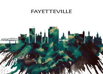 Fayetteville Skyline. Cityscape Skyscraper Buildings Landscape City Downtown Abstract Landmarks Travel Business Building View Corporate Background Modern Art Architecture 