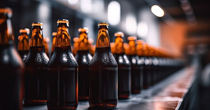 a close up image of several rows of beer Generative AI
