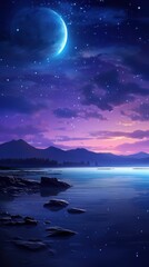 Beautiful Sea with Lovely Sky and Stars
