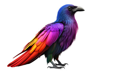 Ethereal Rainbow Raven, on transparent background