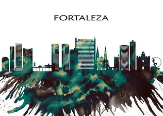 Obraz premium Fortaleza Skyline. Cityscape Skyscraper Buildings Landscape City Downtown Abstract Landmarks Travel Business Building View Corporate Background Modern Art Architecture 