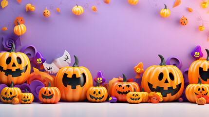 Naklejka premium Cute and Colorful Halloween Empty Mockup
