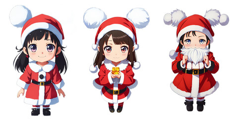 Fototapeta premium set of cute santa girl