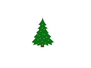 Beautiful elegant green Christmas tree. Bright garland. Vector illustration on a white background. Modern flat design.