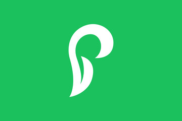 letter P and leaf simple flat logo design