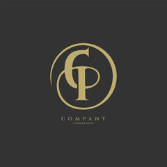 CP handwritten logo template. Initial signature vector