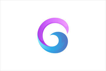 G initial G letter 3D logo design with wave element