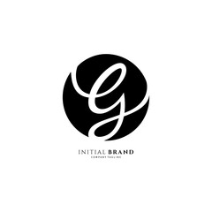 GJ initial signature logo. Handwriting logo template vector