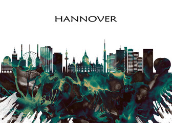 Hanover Skyline. Cityscape Skyscraper Buildings Landscape City Downtown Abstract Landmarks Travel Business Building View Corporate Background Modern Art Architecture 