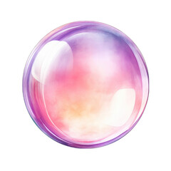 Obraz premium Iridescent bubble, watercolor, pastel colors, isolated on white background