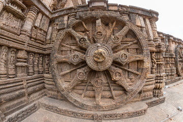 Ancient Indian architecture Konark Sun Temple in Odisha, India. This historic temple was built in...