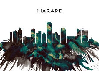 Harare Skyline. Cityscape Skyscraper Buildings Landscape City Downtown Abstract Landmarks Travel Business Building View Corporate Background Modern Art Architecture 