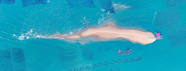 Aerial photography of Fishbone Sandbank Scenic Area in Dongshan County, Zhangzhou City, Fujian Province, China