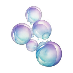 Purple Iridescent bubbles, isolated on transparent background