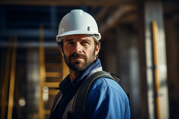 Foreman at work. Top profession concept. Portrait with selective focus and copy space