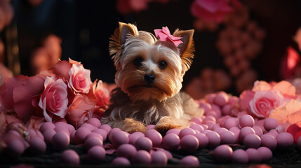 Yorkshire Terrier Puppy's Studio Glamour: Wallpaper Showcase - Generative AI