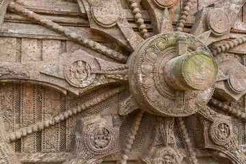 Ancient Indian architecture Konark Sun Temple in Odisha, India. This historic temple was built in 13th century. This temple is an world heritage site.