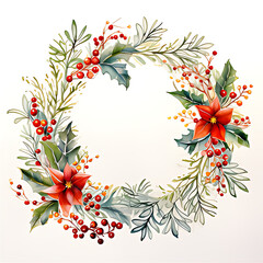 christmas wreath with flowers