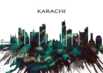 Karachi Skyline. Cityscape Skyscraper Buildings Landscape City Downtown Abstract Landmarks Travel Business Building View Corporate Background Modern Art Architecture 