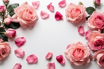 A Beautiful Bouquet of Pink Roses on a Serene White Background