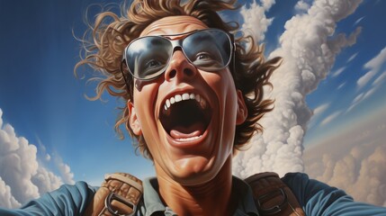 selfie of a funny boy in glasses ai generated