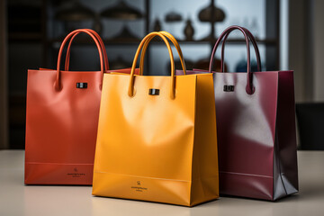 Three shopping bags vibrant