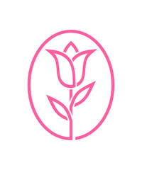 pink tulip logo - outline style