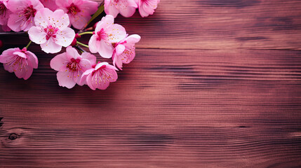 Fototapeta na wymiar a bunch of pink flowers sitting on top of a wooden table. generative ai