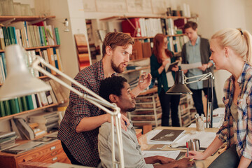 Diverse group of businesspeople working in a office