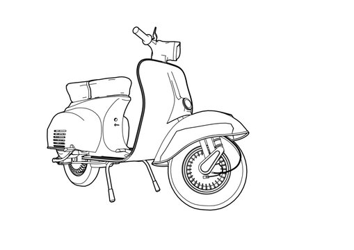Scooter Motorcycle Vector Silhouette