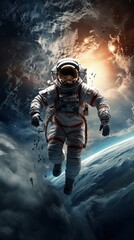 Astronaut floating in space