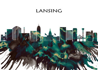 Lansing Skyline. Cityscape Skyscraper Buildings Landscape City Downtown Abstract Landmarks Travel Business Building View Corporate Background Modern Art Architecture 